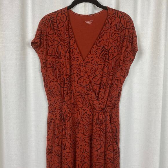 Garnet Hill Brown Leaf Print Shelby Knit Maxi Dress Sz.S - Picture 5 of 14